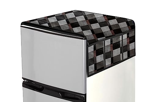 Image of Stylista Refridgerator top Cover Suitable for Samsung RR20A181BU8 /HL, 192 Liter Fridge, Dimension (WXD) 65x111 CM, Chekered Pattern Brown