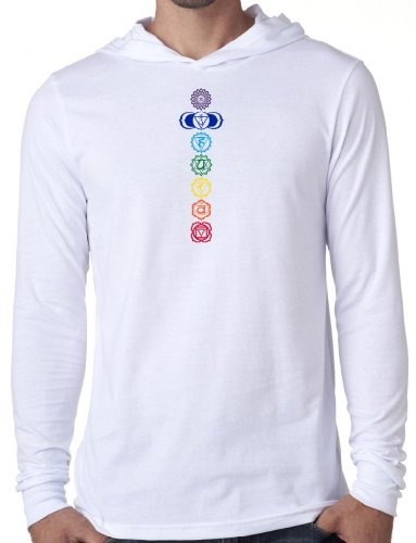 Yoga Clothing For You Mens Colored Chakras Lightweight Hoodie Tee Shirt