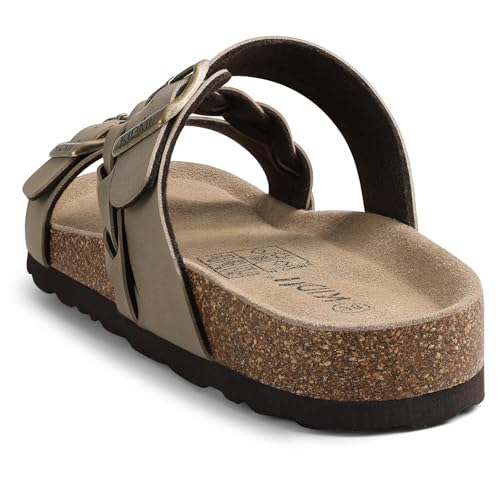 Image of KIDMI Women's Cork Footbed Sandals with Arch Support Comfortable Slip-On Slide Sandals With Adjustable Buckle for Summer