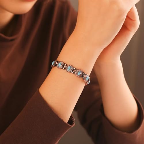 Image of Copper Bracelet for Women 99.9% Pure Copper Crystal Bracelets Link Chain Charm Jewelry Present 3500 Gauss with Adjustment Tool