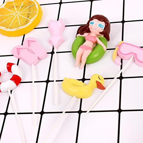 Adornos de pastel de playa para fiesta de verano con mini gafas de sol y chanclas 3