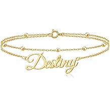 Solid 10K 14K 18K Gold Personalized Name Ankle Bracelet for Women Custom Layered Name Anklet Graduation Birthday Gift Customized Anklets for Women Girls