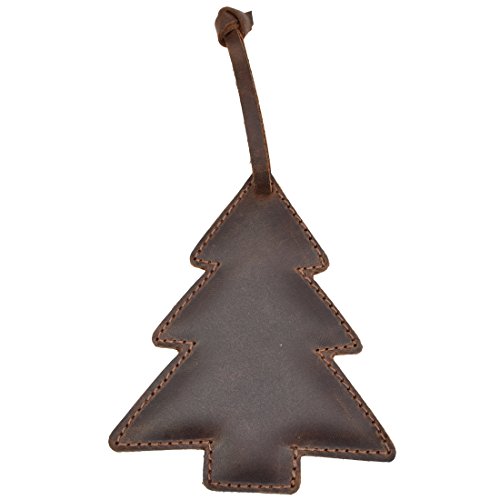 Hide & Drink Rustic Leather Christmas Tree Ornament Tree Decoration, Handmade :: Bourbon Brown #TOP21