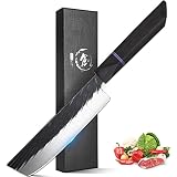 ROCOCO Japanese Nakiri Chef Knife Hand Forged Meat Cleaver Sharp High Carbon Steel Professional Vege