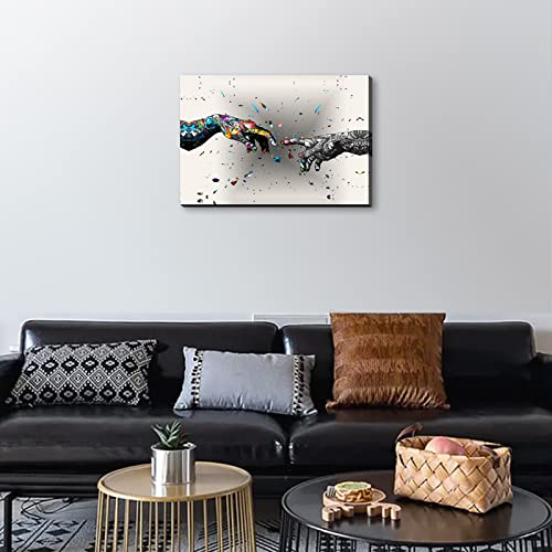 Graffiti Love And Hand Wall Art Decor Framed Canvas Couples Print Poster Decor Simple Fashion Paintings Street Art Pictures For Bedroom Home Office Living Room Bathroom Farmhouse12*16In #TOP1