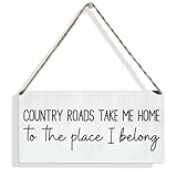 Vintage Country Roads Take Me Home Wall Sign Decor for Home Living Room Farmhouse Country Sign with Wood Wall Art Decor 12 × 6 Inch