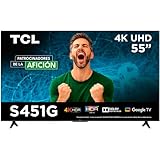 TCL Smart TV Pantalla 55' 55S451G Google TV 4K UHD Ultra HD | HDR 10 | 270 NITS 60 Hz | Dolby Audio Digital + | Compatible...