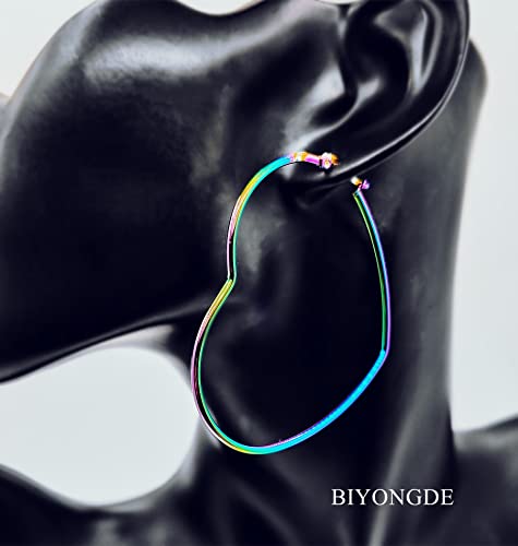 Pair Womens Large Heart Huggie Hinged Hoop Earrings3