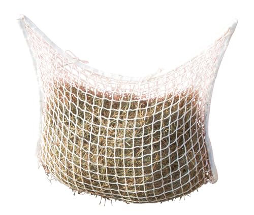 Kerbl Red de heno para Ponis y remolques, Bolsa de heno, Red de alimentación, Blanca, Aprox. 4 kg, 90x60 cm, tamaño de Malla 3x3 cm, Caballos, Duradera, Resistente al desgarro