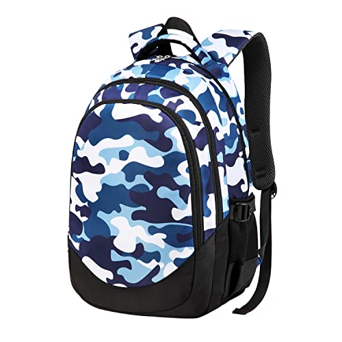 Kids Backpack For Boys Elementary School Bag Blue Camo Bookbag Mochilas Para Niños Escolares Book Bag Camouflage Primary Lightweight Kindergarten Children Middle High School Back To School Gifts #TOP8