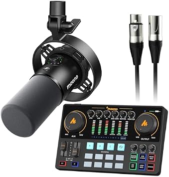 MAONO Podcast Equipment Bundle USB XLR Dynamic Microphone and Audio Interface for Podcast Recording, StreamingPD300X+E2 Gen2+XLR180