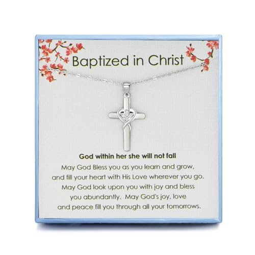 Baptism Gifts First Communion Gifts Sterling Silver Infinity Cross Necklace for Women Confirmation Graduation Gift