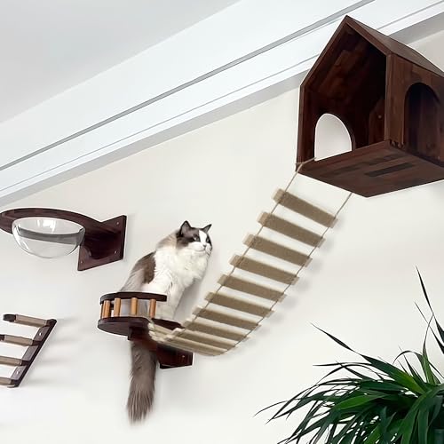 Escalera y puente para gatos 40in en madera miniatura 3