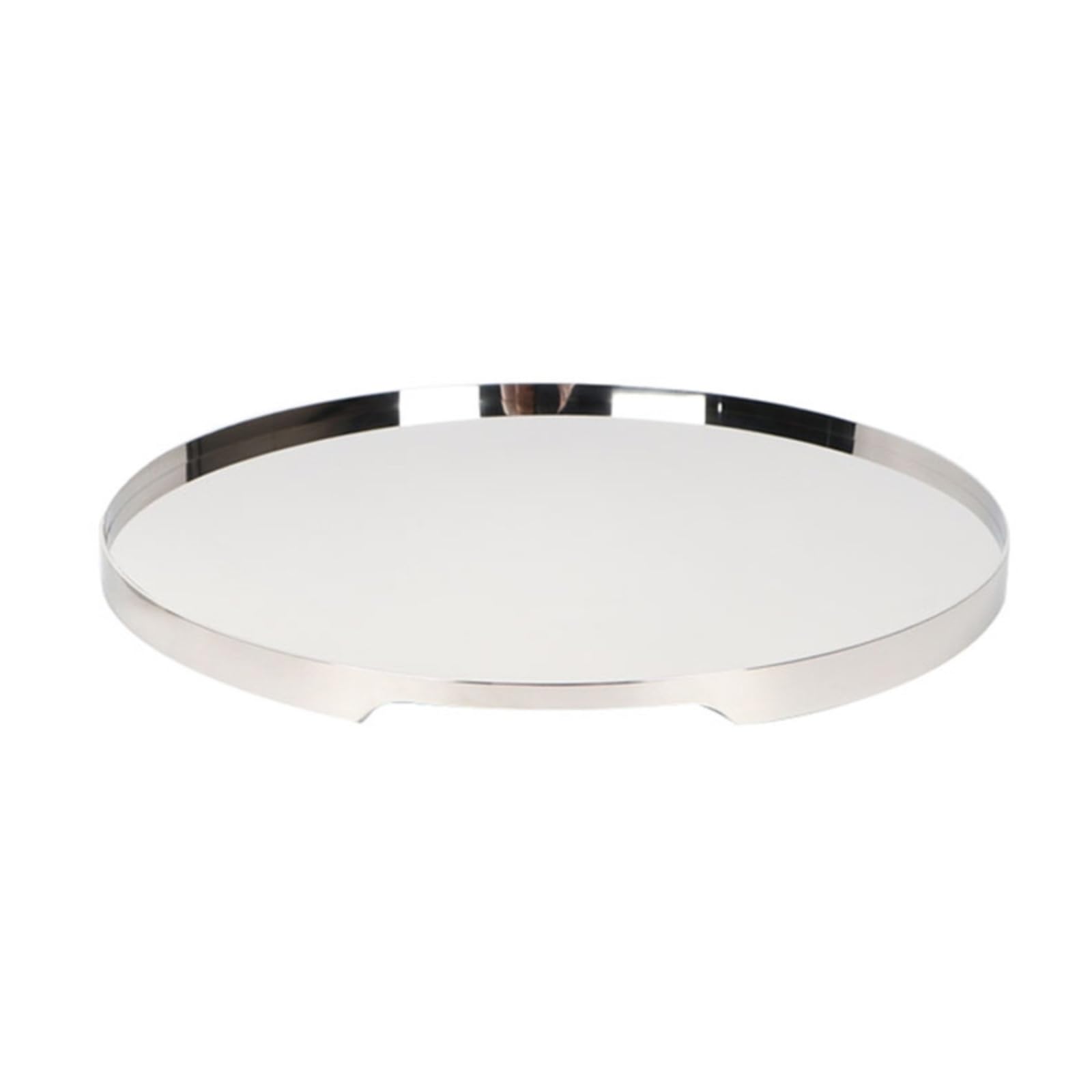 Bandeja Espejada de Servicio Bandeja Redonda Decorativa de Acero Inoxidable Bandeja Metálica de Mesa con Superficie Reflectante y Base Firme Adecuada, Dorado