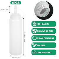 HingtTraum Quetschflasche 240 ml, weiß, 6 Stück – BPA-frei, auslaufsichere Dosierflaschen, Küchenpipette, Soßenbehälter zum Malen, Kochen, für Ketchup, scharfe Soßen, Olivenöl und andere Soßen. – Ansicht 2