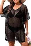 Pinup Fashion Plus Size Swimsuit Cover Up Women Black Croche...