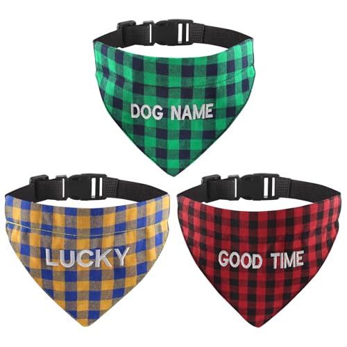 Personalized Dog Bandanas with Name and Leather Tag