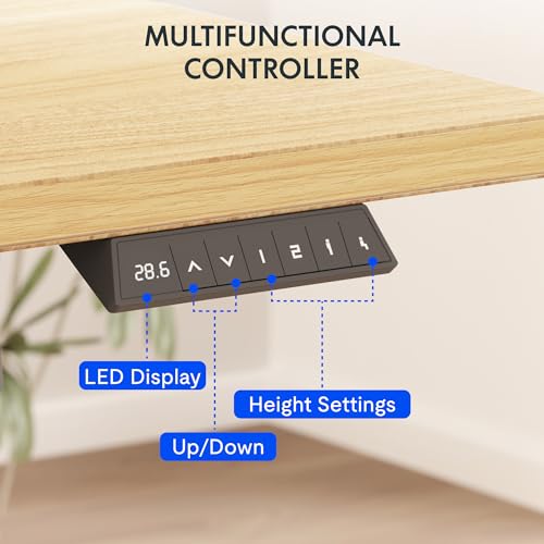 Image of FLEXISPOT EN2 Whole-Piece Standing Desk with Clamp Power Strip, 40 x 24 Electric Stand Up Height Adjustable Desk with Cable Management (White Frame + 40 inch Maple Top)