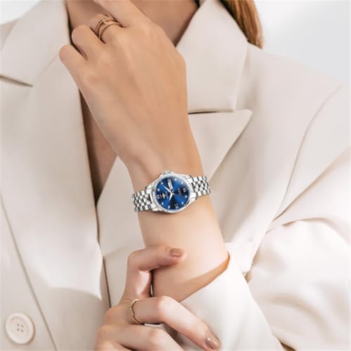 Image of OLEVS Automatic Womens Watch Mechanical Calendar Watches Diamond Fashion Waterproof Female Wrist Watch