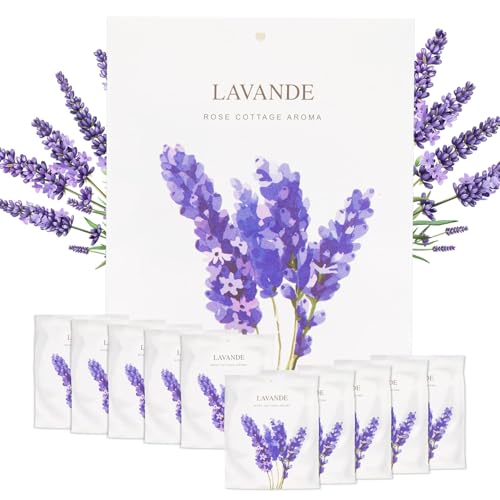 RAINFLOW Lavender Sachets for Drawers and Closets - 10 Pack Scented Sachet Bags for Clothes, Closet Freshener and Small Spaces Home Fragrance for Wardrobe, Car, Bedroom