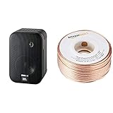 JBL Control One Robuster Kompakter Regallautsprecher Satellitenlautsprecher Studio-Monitor-Lautsprecher (1 Paar) schwarz & Amazon Basics Lautsprecherkabel 1,3 mm² / 16 Gauge, 30,48 m (100 Fuß)