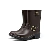 ENEN Botas de Agua Mujer Hombre Altas 36-41, Botas de Goma para Lluvia Antideslizantes Zapatos de Lluvia Impermeable para Trabajo, Jardin, Jardineria (2013 Marrón,37)