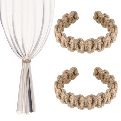 Bewudy 2 Stück Boho Vorhang Raffhalter, Geflochtener Vorhang Raffhalter...