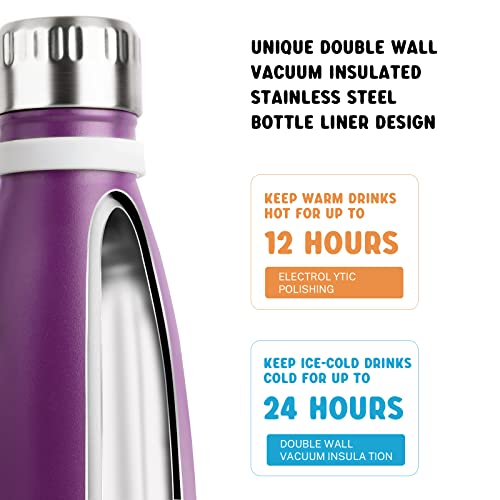 Mollcity Kids Water Bottle-9 Oz Small Water Bottle For School Stainless Steel Vacuum Insulated Leak Proof Cola Shape Mini Water Bottle For Boys Girls(Dark Purple) #TOP6