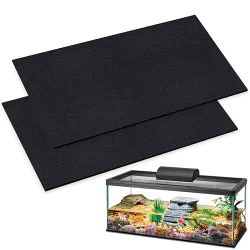 Image of Aquarium Leveling Mat 2PCS /Set Neoprene Non-Slip Shockproof Fish Tank Pad Waterproof Textured Surface for Uneven Surfaces Durable Fish Tank Mat with Easy-Cut Edges (No Glue, 24x12 Inch)
