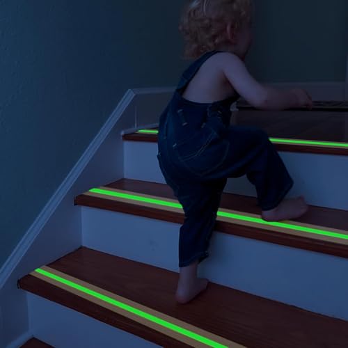 Image of Oudain 5-Meter,transparent Slip Tape with Glow in Dark Stripe for Stairs Waterproof Non Slip Strips for Stair Treads Black & Green Non-Slip Traction Tapes