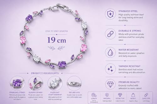 Image of Tulips Bracelet for Women | Floral Charm Adjustable Gold Plated Bracelet for Girls