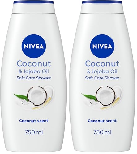 NIVEA Coconut & Jojoba Oil Shower Cream (750ml), Moisturising Body Wash with Coconut and Jojoba Oil, Luxurious Shower Gel for Women, for Soft and Supple Skin (Pack of 2)