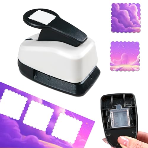Square Hole Punch Stamp Punch Scalloped Square Paper Punches 1 inch Squares Punches for Paper Crafts Postage Stamps Puncher for Scrapbooking Scalloped Squares Crafts Puncher for Card Making