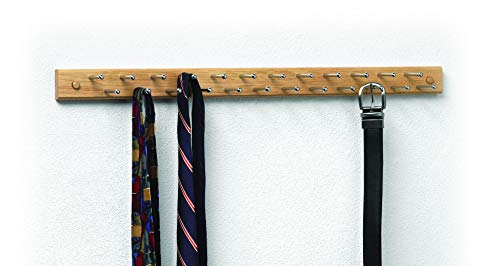 Spectrum Diversified 34470 Wooden Storage Wood 24-Peg Belt, Scarf & Jewelry, Wall-Mounted Tie Rack & Closet Organizer thumb #1