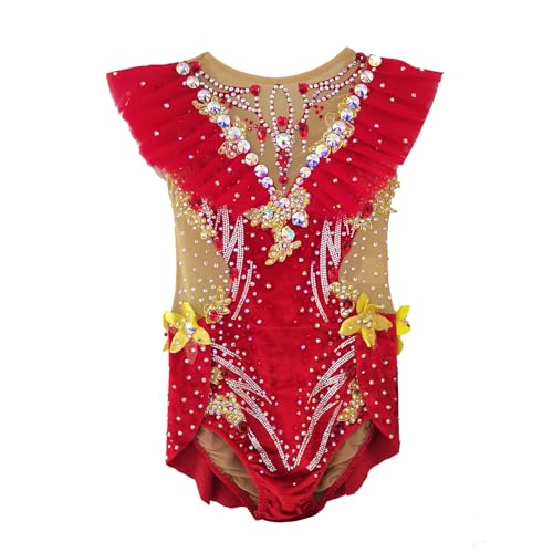 LIUHUO Rhythmic Gymnastics Leotards Fashionable Comfortable Red Elegant Stylish