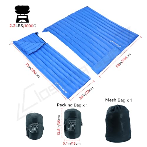 Clostnature Bolso de Dormir Ultraligero para Mochileros con Relleno de Plumas - 20D Invierno Ligero para Camping, Compacto para Niños y Adultos miniatura 2