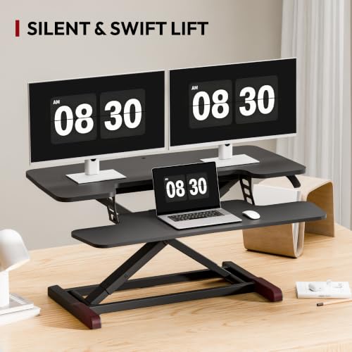 SANODESK 36" Spring-Lift Standing Desk Converter with Dual-Monitor Keyboard Tray — view 8