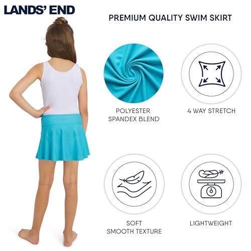 Image of Lands' End Girls' Swim UPF 50+ Stretch Waist Attached Bikini Bottom Swim Skirt