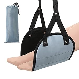 Airplane Footrest, Foot Hammock Airplane, Travel Foot Rest for Airplane Flights, Adjustable Height, Portable Plane Travel Accessories to Reduce Swelling and Soreness for Feet (Grey)