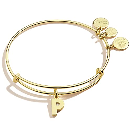 Image of Alex and Ani Expandable Bangle for Women, Initials A to Z Letter Charms, Shiny Finish, 2 to 3.5 in