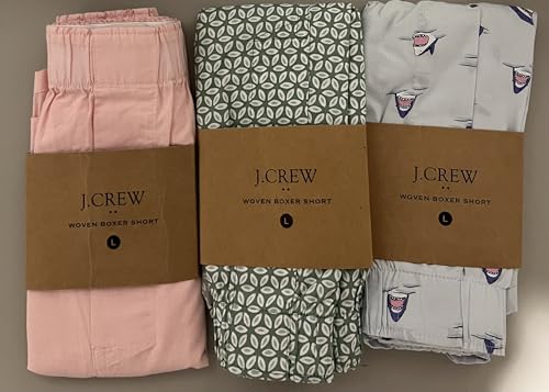 J.Crew 3 Pack Mens Underwear Cotton Boxer Shorts Size LARGE Woven Boxers (Graphics)2