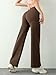 SOLARAMINDS Women's Casual Loose Straight Cycling Running Sweatpants Wide Leg Pants with Pockets Woman Yoga Pants/Leggings-Chocolate-L
