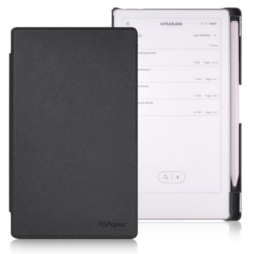 RSAquar Case for Remarkable Paper Pro Move 7.3 inch 2025, Slim Protective Cover with Auto Wake/Sleep and Built-in Pen Holder (Black)