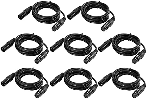 Btuty 2M/6.6ft XLR Cable DMX Stage Light Cable 3-Pin XLR Male to Female Plug Black PVC Jack for Moving Head Light Par Light Microphone Mixer, 8-Pack