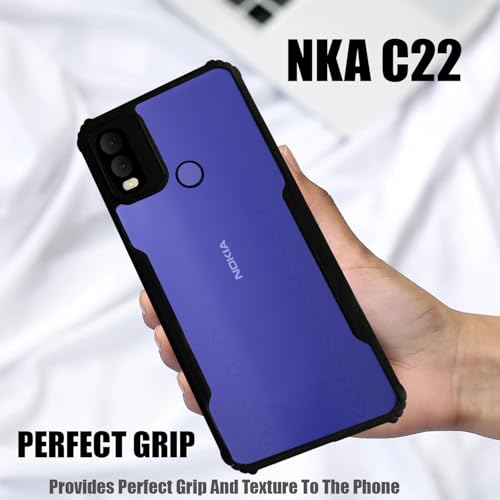 Image of AIBEX Crystal Clear Back Cover Case for Nokia C22 | 360 Degree Protection | Shock Proof Design | Transparent Back Cover Case (PC & TPU, Black Bumper)