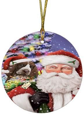 Summertime Tropical Island Beach Bracco Italiano Puppy Round Flat Ornament - Pet Decorative Hanging Ornaments for Christmas X-mas Tree Decorations - 2.75" Round Flat Ceramic Christmas Ornament POR1631