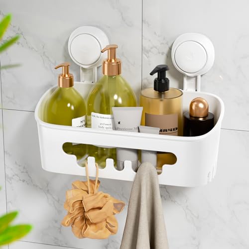 LEVERLOC Etagère Douche sans Perçage Réutilisable Etagère Ventouse Simple d'Installation Charge 10KG Impérable Rangement Douche pour Carrelage Paroi de...