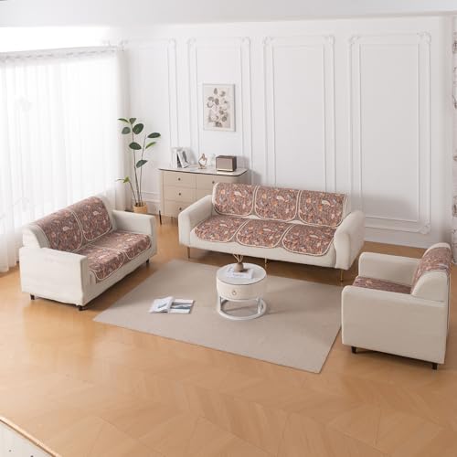 Image of HOKIPO HeavenHue Sofa Cover 6 Seater Panel Set 3+2+1, Vintage Bloom