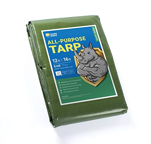 Guard Shield Tarp Green/Silver 12X16 Feet Multi Purpose Waterproof Poly Tarp Cover Lightweight 6Mil #TOP5