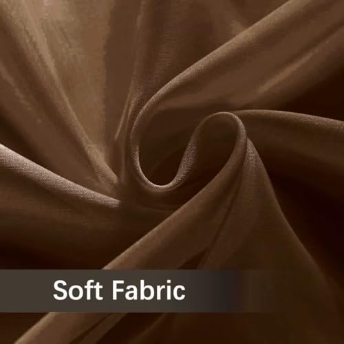 youleyar Solid Sheer Rod Pocket Curtain Voile Draperies 2 Panels White Beige Black Grey Coffee 52 Inch Width 63 Inch Long 1 Pair for Kitchen Bedroom Children Living Room Yard (Brown,52Wｘ63L) by youleyar - Used condition - Image 7